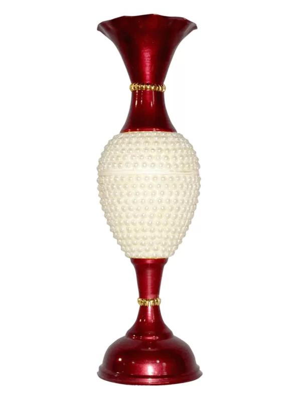 Fancy Flower Vase for Home Decoration | Big Size Flower Vase for Living Room Corner | 2 Feet Height Metal Vase | Fill Empty Space in Your Home | Cherry | Pack of 1 - Image 1