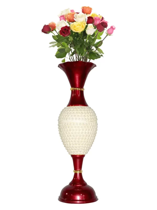 Fancy Flower Vase for Home Decoration | Big Size Flower Vase for Living Room Corner | 2 Feet Height Metal Vase | Fill Empty Space in Your Home | Cherry | Pack of 1 - Image 2