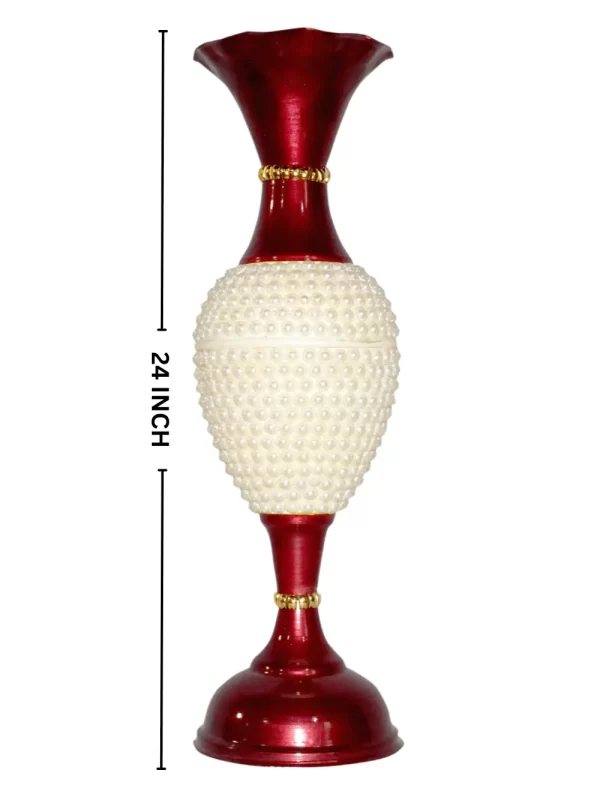Fancy Flower Vase for Home Decoration | Big Size Flower Vase for Living Room Corner | 2 Feet Height Metal Vase | Fill Empty Space in Your Home | Cherry | Pack of 1 - Image 4