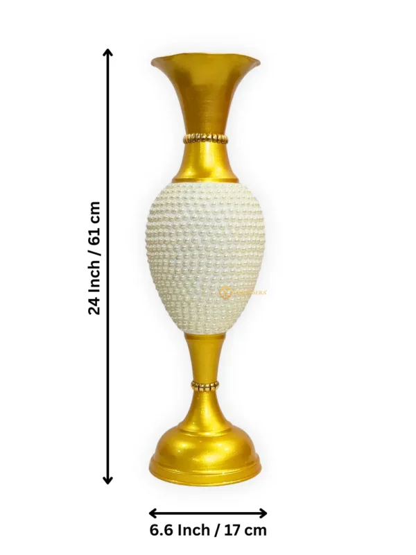 24 inch moti size Fancy Flower Vase for Home Decoration | Big Size Flower Vase for Living Room Corner | 2 Feet Height Metal Vase | Fill Empty Space in Your Home | Golden | Pack of 1 - Image 5
