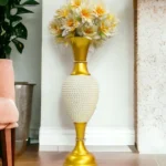 Fancy Flower Vase for Home Decoration | Big Size Flower Vase for Living Room Corner | 2 Feet Height Metal Vase | Fill Empty Space in Your Home | Golden | Pack of 1