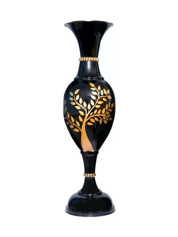 24 Inch Handmade Golden Color Tree On Black Color Flower Vase