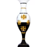 24 inch Handmade Golden Color Flower Painted On Half Black And Half White Vase