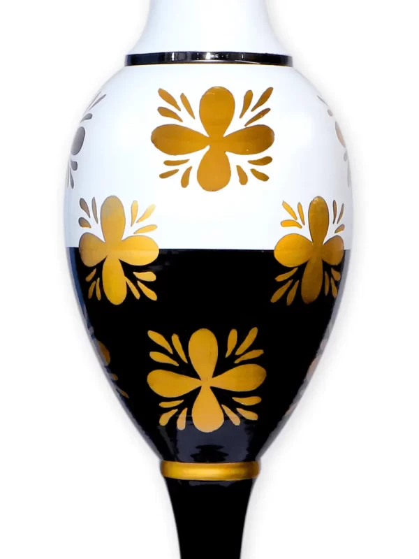 24-inch Handmade Golden Color Flower Painted On Half Black And Half White Vase full handmade flower view