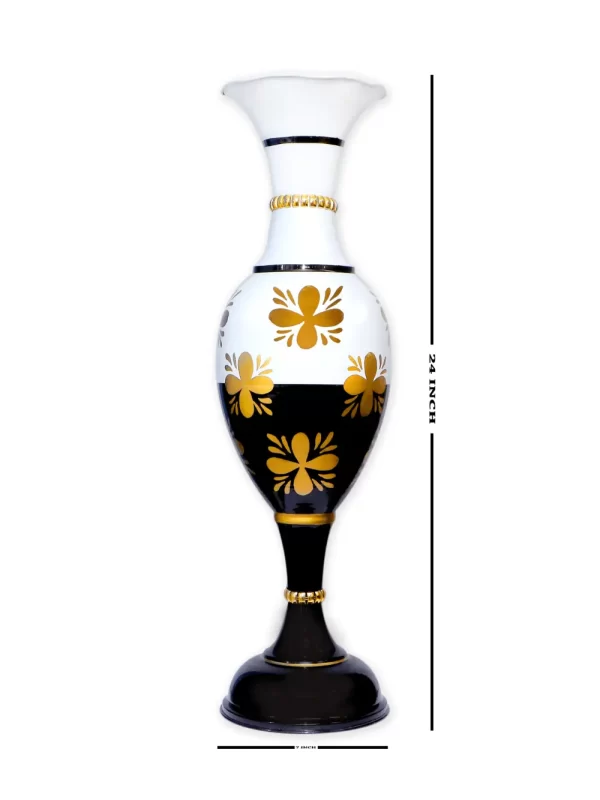 24 inch Handmade Golden Color Flower Painted On Half Black And Half White Vase size define