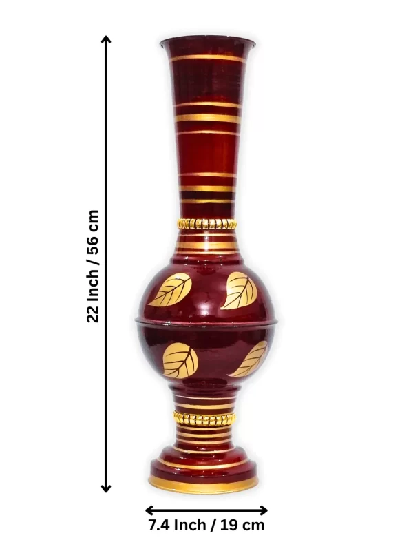 Stunning Handmade Matki Flower Vase with Golden Color Patta (Leaf) Design | Elegant 22-Inch Vase for Home Decor | Perfect for Wedding Centerpieces, Anniversary Gifts, and Birthday Presents - Brown - Image 5