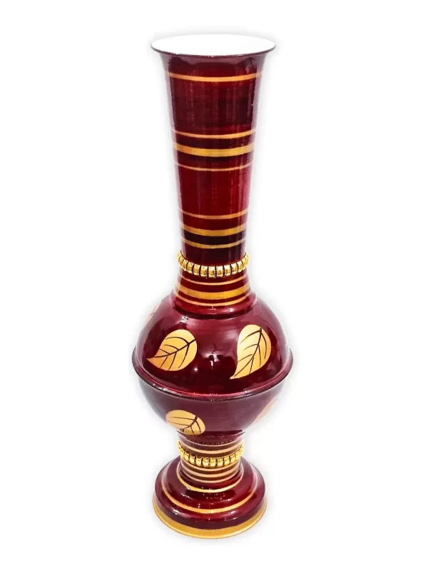 Stunning Handmade Matki Flower Vase with Golden Color Patta (Leaf) Design | Elegant 22-Inch Vase for Home Decor | Perfect for Wedding Centerpieces, Anniversary Gifts, and Birthday Presents - Brown - Image 4