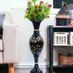 Youngsera 24-Inch Flower Vase: Beautiful Black Vase with Golden Buds Design for Elegant Home Decor