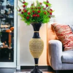 Youngsera 24-Inch Flower Vase: Elegantly Designed with Full Golden Chain on Black for Exquisite Home Decor