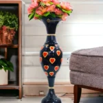 Youngsera Handmade 24-Inch Flower Vase with Red Heart Design, Perfect for Home Decoration and Adding a Touch of Glamour and Romance to Your Living Space - Black