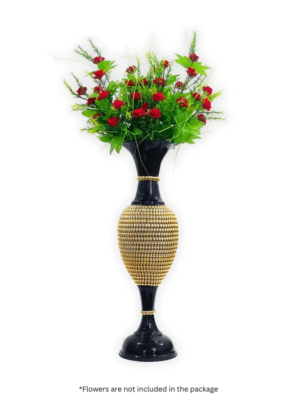 Youngsera 24-Inch Flower Vase: Elegantly Designed with Full Golden Chain on Black for Exquisite Home Decor - Image 3