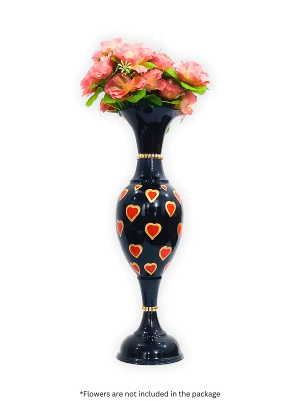 Youngsera Handmade 24-Inch Flower Vase with Red Heart Design, Perfect for Home Decoration and Adding a Touch of Glamour and Romance to Your Living Space - Black - Image 3