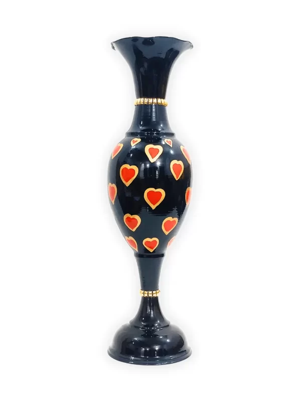 Youngsera Handmade 24-Inch Flower Vase with Red Heart Design, Perfect for Home Decoration and Adding a Touch of Glamour and Romance to Your Living Space - Black - Image 2