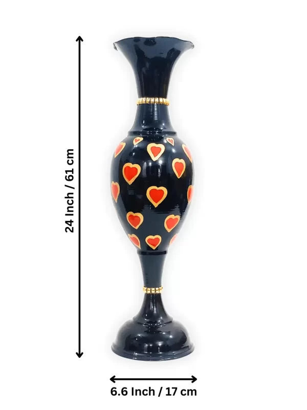 Youngsera Handmade 24-Inch Flower Vase with Red Heart Design, Perfect for Home Decoration and Adding a Touch of Glamour and Romance to Your Living Space - Black - Image 5