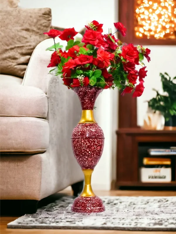 Youngsera - Timeless Beauty: Handcrafted Marble Flower Vase | 23 Inch Height | Perfect for Home decor, Living room, Dining table - Brown - Image 1