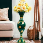 Exquisite Leaf-inspired Design: Youngsera Handmade 23-Inch Metal Flower Vase - Enhance Your Home Decor with Elegance - Green