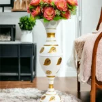 Exquisite Leaf-inspired Design: Youngsera Handmade 23-Inch Metal Flower Vase - Enhance Your Home Decor with Elegance - White