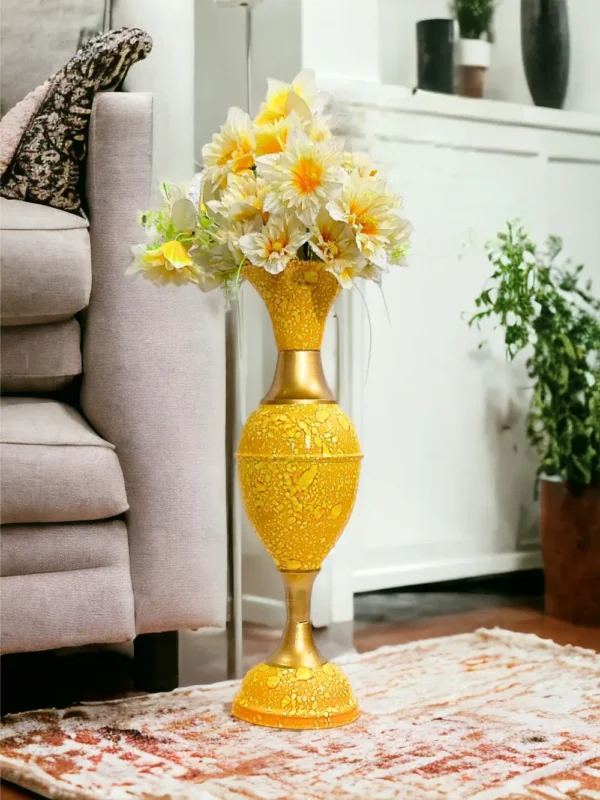 Youngsera - Timeless Beauty: Handcrafted Marble Flower Vase | 23 Inch Height | Perfect for Home decor, Living room, Dining table - Yellow - Image 1