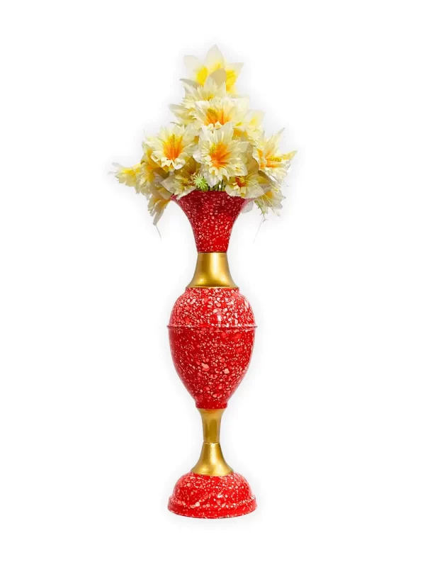 Youngsera - Timeless Beauty: Handcrafted Marble Flower Vase | 23 Inch Height | Perfect for Home decor, Living room, Dining table - Red - Image 3