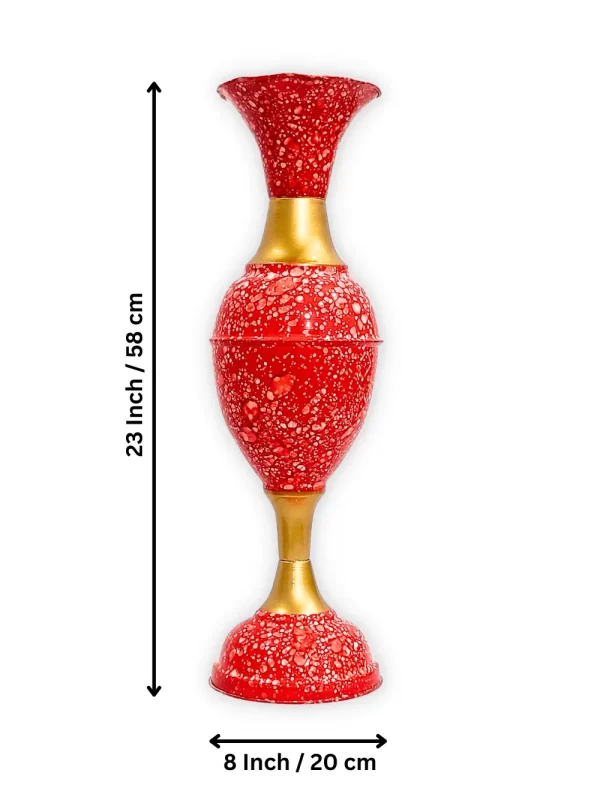 Youngsera - Timeless Beauty: Handcrafted Marble Flower Vase | 23 Inch Height | Perfect for Home decor, Living room, Dining table - Red - Image 5