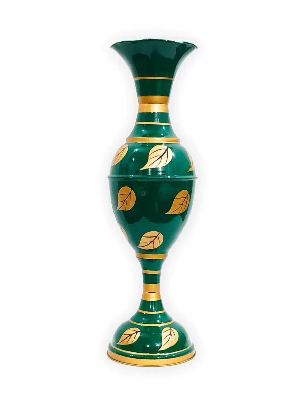 Exquisite Leaf-inspired Design: Youngsera Handmade 23-Inch Metal Flower Vase - Enhance Your Home Decor with Elegance - Green - Image 2