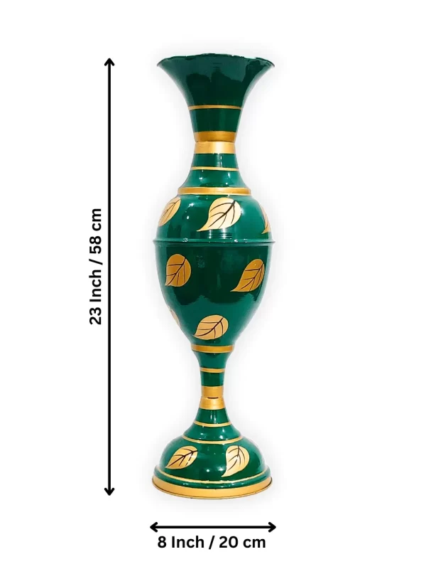 Exquisite Leaf-inspired Design: Youngsera Handmade 23-Inch Metal Flower Vase - Enhance Your Home Decor with Elegance - Green - Image 5