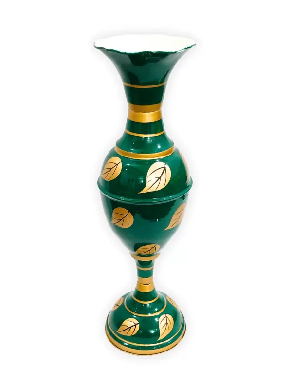 Exquisite Leaf-inspired Design: Youngsera Handmade 23-Inch Metal Flower Vase - Enhance Your Home Decor with Elegance - Green - Image 4