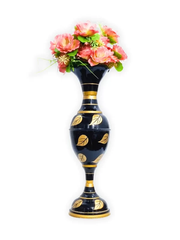 Exquisite Leaf-inspired Design: Youngsera Handmade 23-Inch Metal Flower Vase - Enhance Your Home Decor with Elegance - Black - Image 3