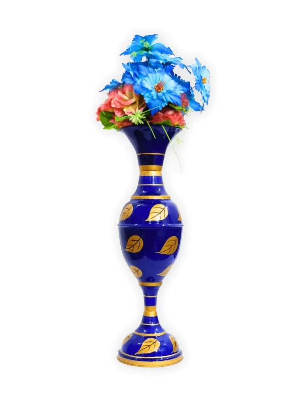 Exquisite Leaf-inspired Design: Youngsera Handmade 23-Inch Metal Flower Vase - Enhance Your Home Decor with Elegance - Blue - Image 3