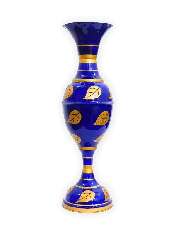 Exquisite Leaf-inspired Design: Youngsera Handmade 23-Inch Metal Flower Vase - Enhance Your Home Decor with Elegance - Blue - Image 2