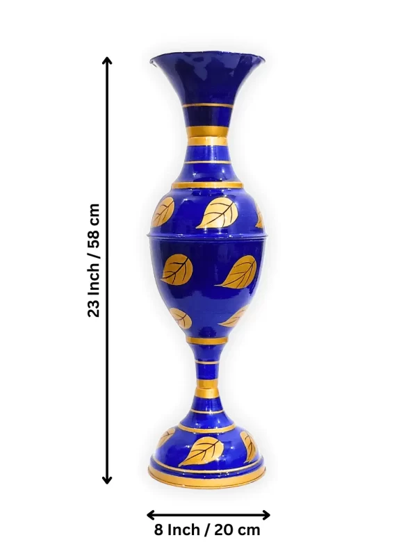 Exquisite Leaf-inspired Design: Youngsera Handmade 23-Inch Metal Flower Vase - Enhance Your Home Decor with Elegance - Blue - Image 5