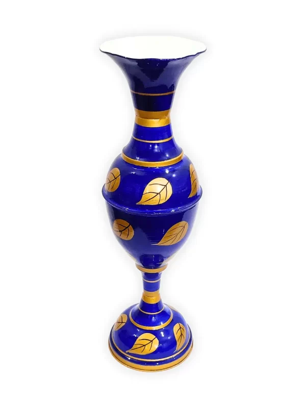 Exquisite Leaf-inspired Design: Youngsera Handmade 23-Inch Metal Flower Vase - Enhance Your Home Decor with Elegance - Blue - Image 4