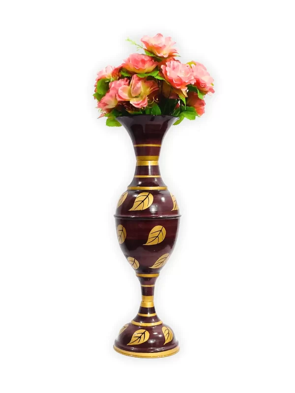 Exquisite Leaf-inspired Design: Youngsera Handmade 23-Inch Metal Flower Vase - Enhance Your Home Decor with Elegance - Brown - Image 3