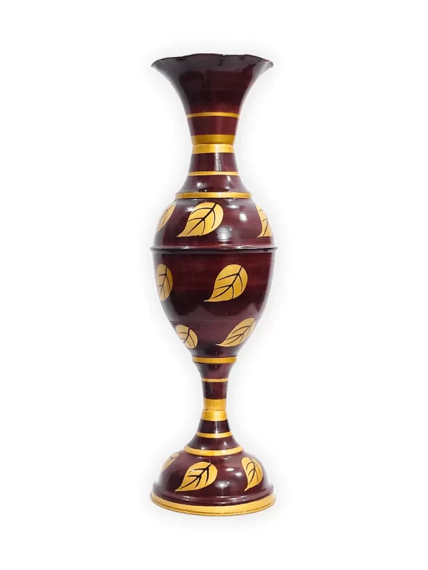 Exquisite Leaf-inspired Design: Youngsera Handmade 23-Inch Metal Flower Vase - Enhance Your Home Decor with Elegance - Brown - Image 2