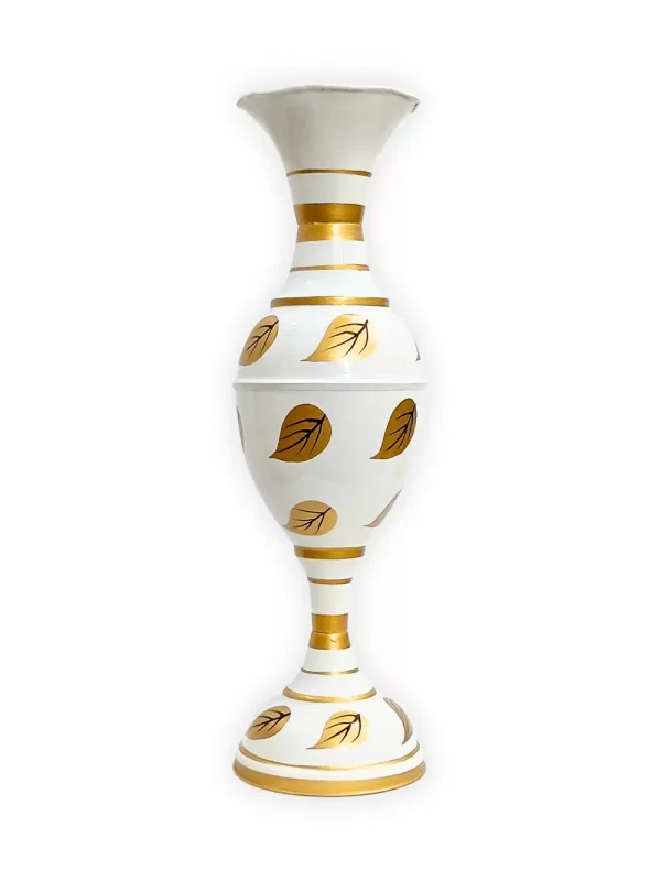 Exquisite Leaf-inspired Design: Youngsera Handmade 23-Inch Metal Flower Vase - Enhance Your Home Decor with Elegance - White - Image 2