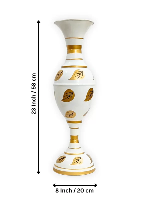 Exquisite Leaf-inspired Design: Youngsera Handmade 23-Inch Metal Flower Vase - Enhance Your Home Decor with Elegance - White - Image 5