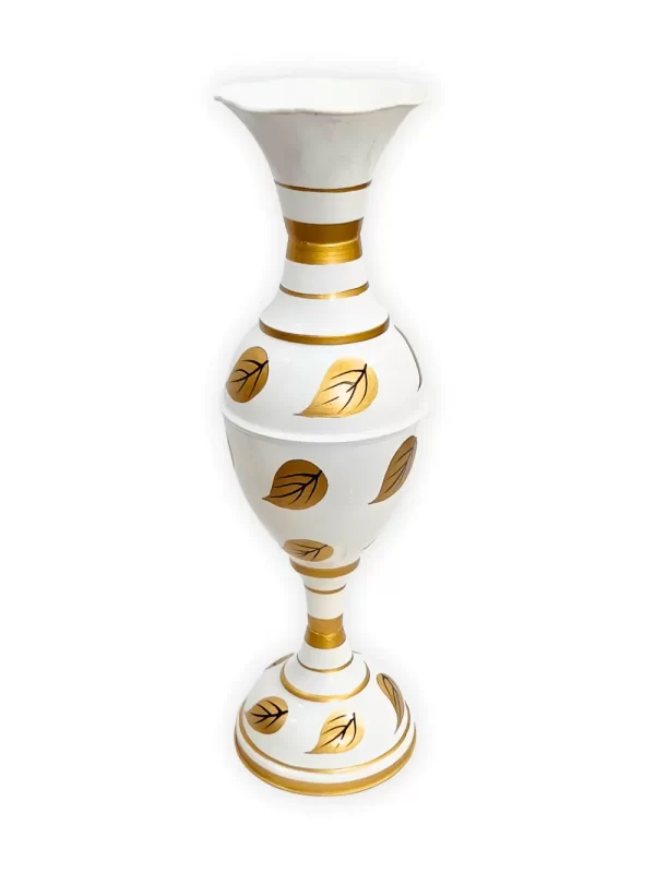 Exquisite Leaf-inspired Design: Youngsera Handmade 23-Inch Metal Flower Vase - Enhance Your Home Decor with Elegance - White - Image 4