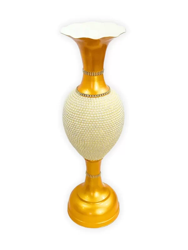 Youngsera 36-Inch Flower Vase: Exquisite Golden Vase with White Pearls for Luxurious Home Decor - Golden - Image 3