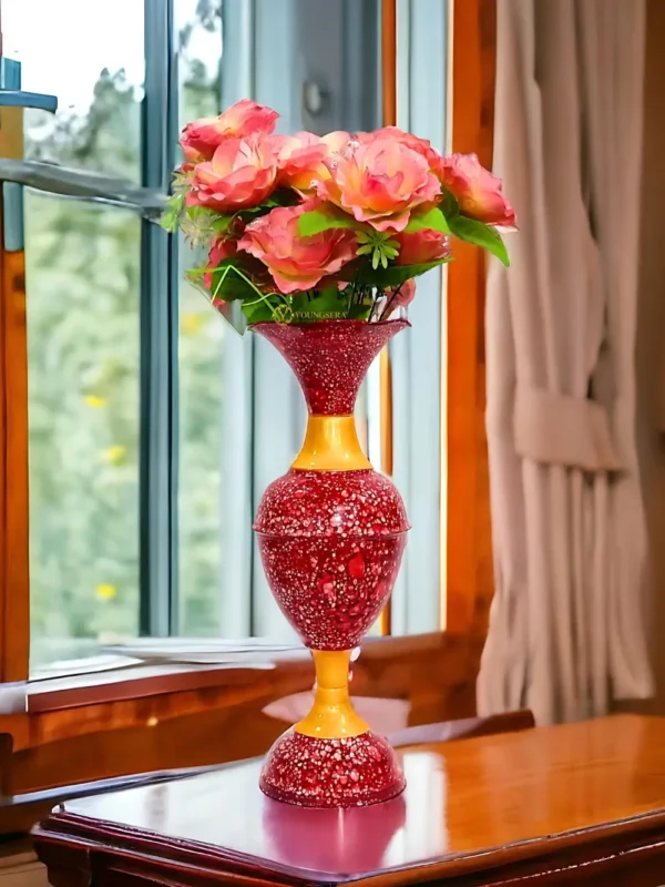Elevate Your Decor with the Timeless Elegance of the 16-Inch Marble Flower Vase by Youngsera - Cherry - Image 1