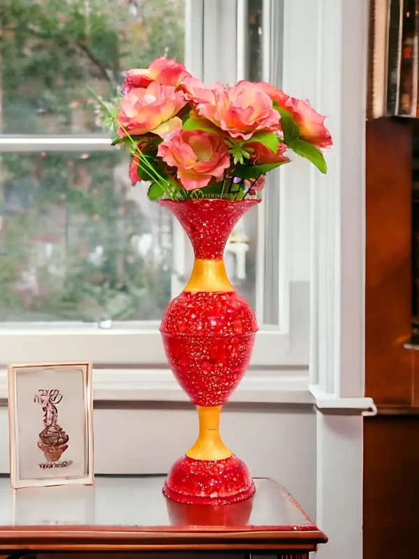 Elevate Your Decor with the Timeless Elegance of the 16-Inch Marble Flower Vase by Youngsera - Red - Image 7
