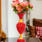 Elevate Your Decor with the Timeless Elegance of the 16-Inch Marble Flower Vase by Youngsera - Red