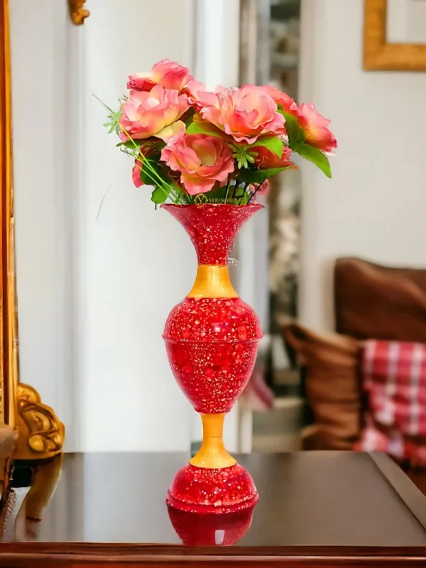 Elevate Your Decor with the Timeless Elegance of the 16-Inch Marble Flower Vase by Youngsera - Red - Image 1