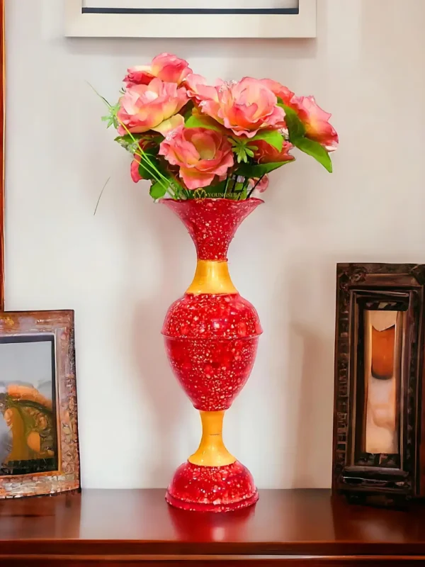 Elevate Your Decor with the Timeless Elegance of the 16-Inch Marble Flower Vase by Youngsera - Red - Image 6