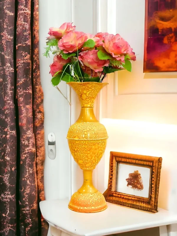 Elevate Your Decor with the Timeless Elegance of the 16-Inch Marble Flower Vase by Youngsera - Yellow - Image 6