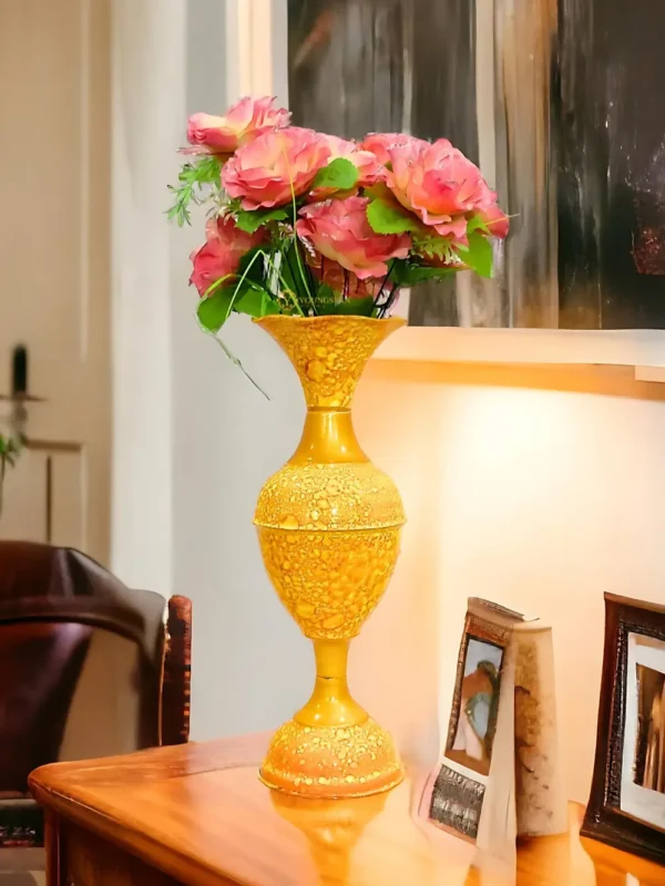 Elevate Your Decor with the Timeless Elegance of the 16-Inch Marble Flower Vase by Youngsera - Yellow - Image 1