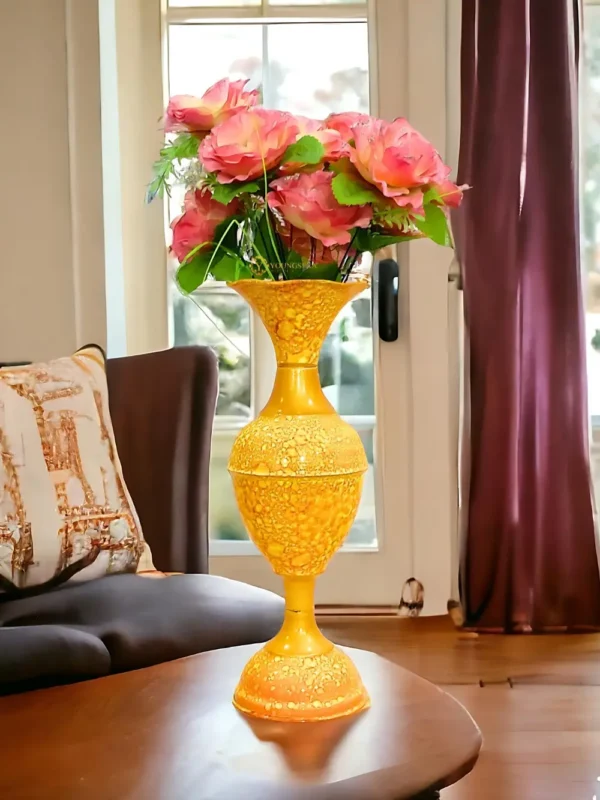 Elevate Your Decor with the Timeless Elegance of the 16-Inch Marble Flower Vase by Youngsera - Yellow - Image 7