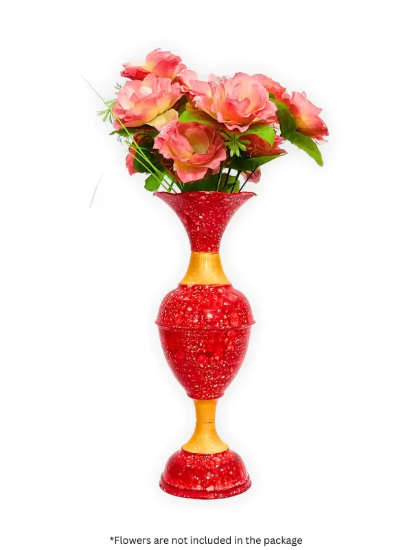 Elevate Your Decor with the Timeless Elegance of the 16-Inch Marble Flower Vase by Youngsera - Red - Image 3