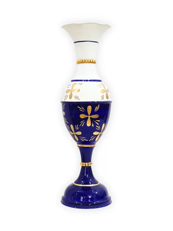 Exquisite 23-Inch Handcrafted Golden Flower Vase by Youngsera - Elegant Floral Design - Blue - Image 2