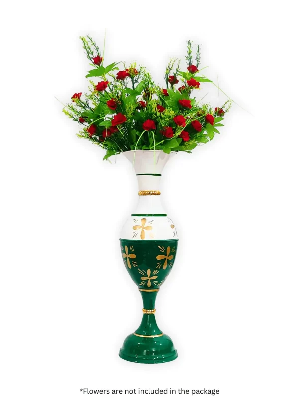 Exquisite 23-Inch Handcrafted Golden Flower Vase by Youngsera - Elegant Floral Design - Green - Image 3