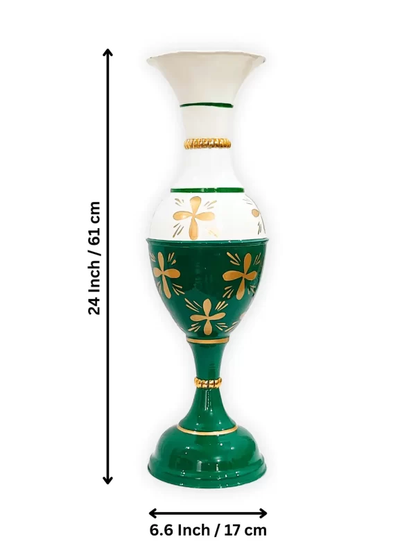 Exquisite 23-Inch Handcrafted Golden Flower Vase by Youngsera - Elegant Floral Design - Green - Image 5